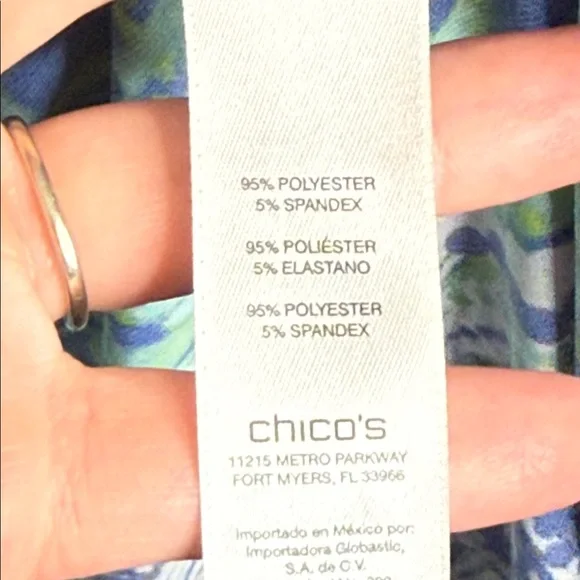 Chico's Blue & Green Paisley V-Neck Short Sleeve Midi Dress Size 2 - Picture 4 of 6